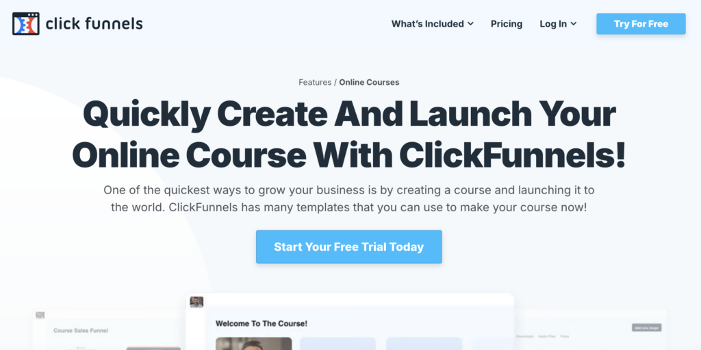 clickfunnels courses feature page