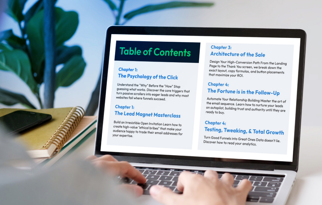 Example ebook table of contents layout with clear sections