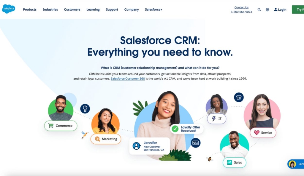 Screenshot of Salesforce CRM feature page

