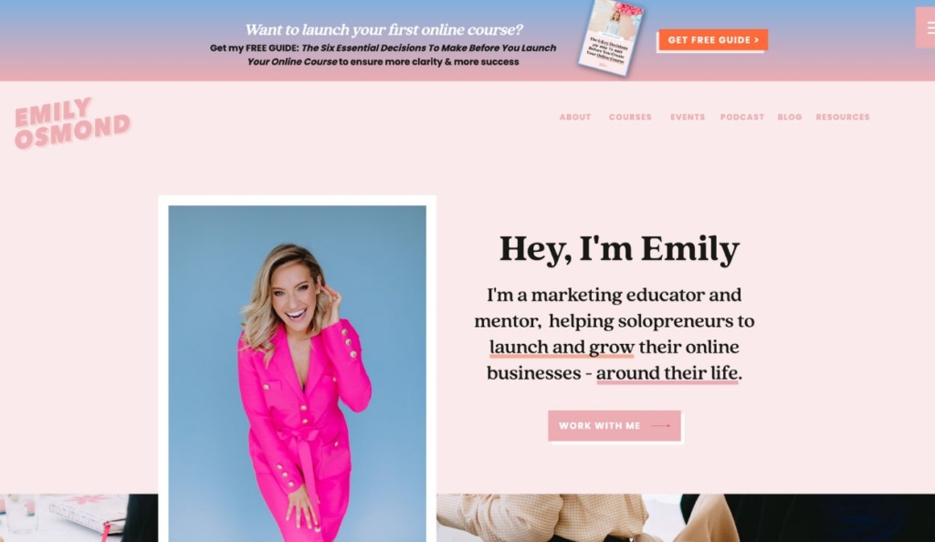 screenshot of Emily Osmond coaching website