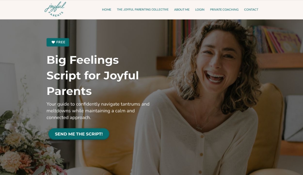 screenshot of Joyful Parents coaching website