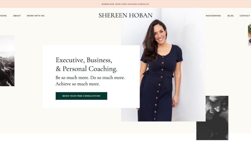 screenshot of Shereen Hoban coaching website