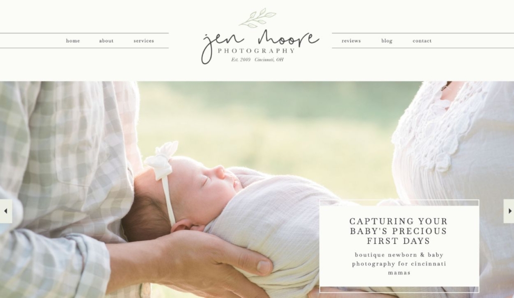 screenshot of Jen Moore’s website