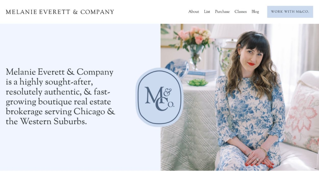 screenshot of Melanie Everett & Company’s website