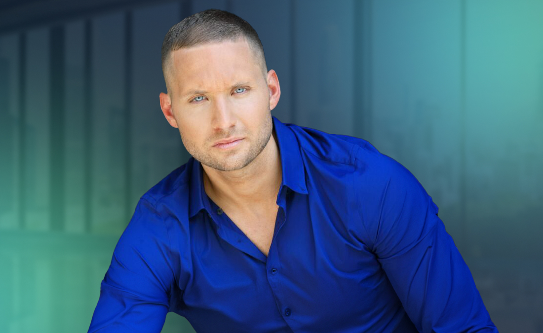 Blake Nubar headshot, he is in a cobalt blue button down shirt