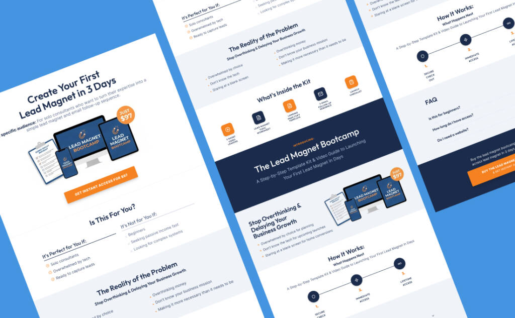 Sales page structure for a digital product offer