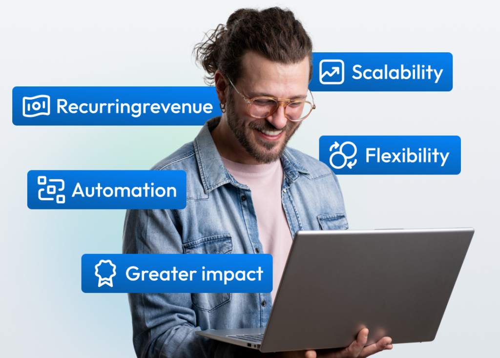 Infographic showing the key benefits of selling digital products online.