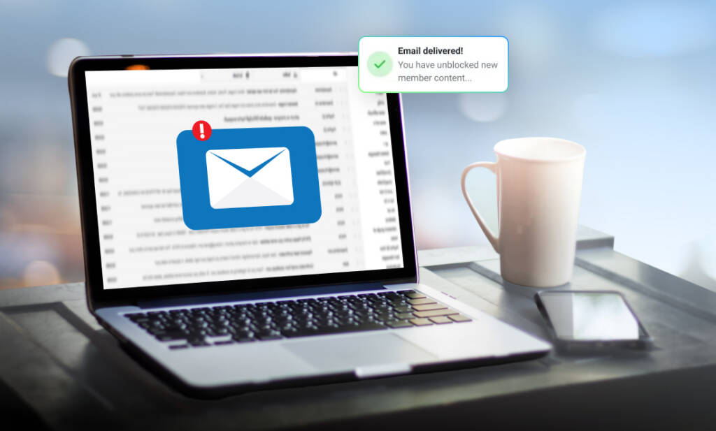 Laptop screen showing email notifications.