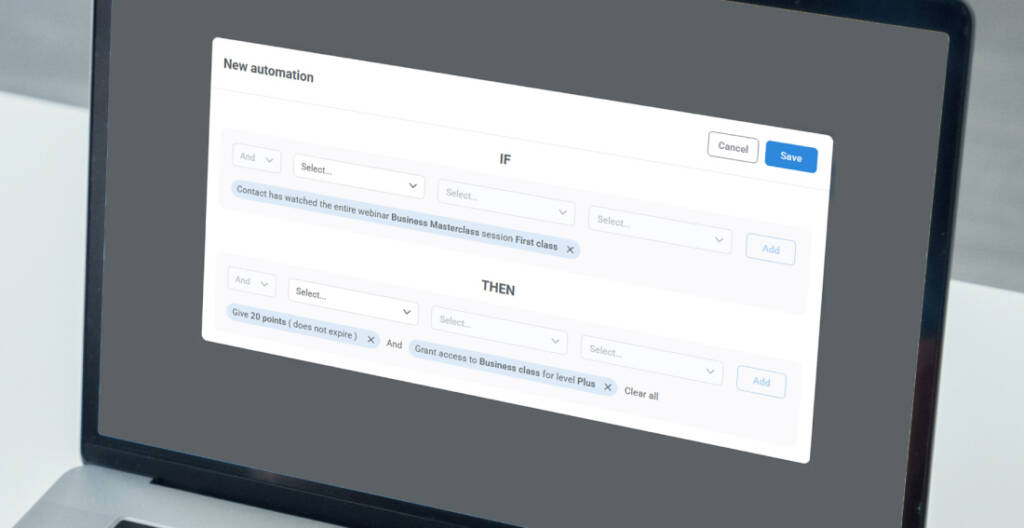 Laptop screen showing email automation.